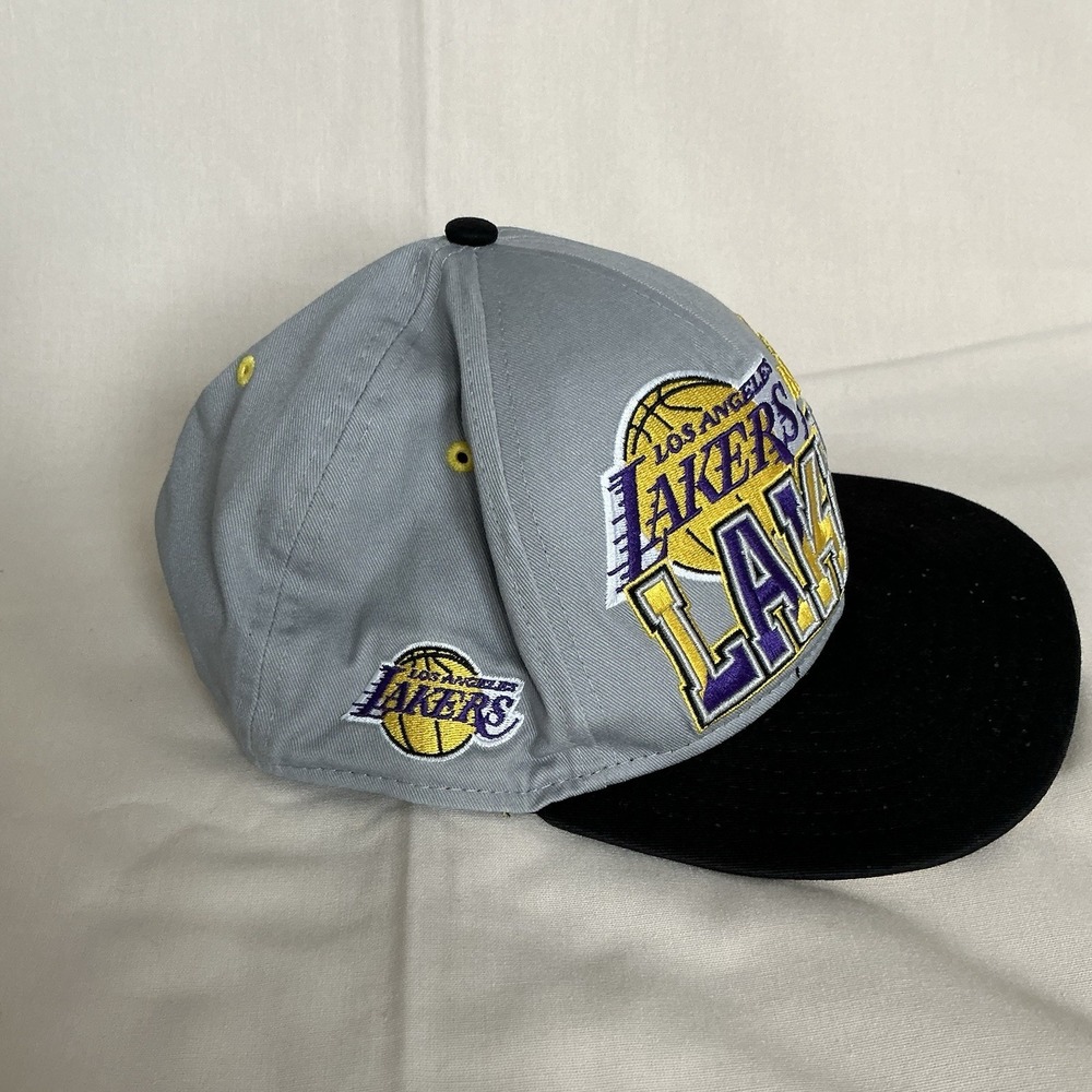Los Angeles Lakers Basketball Grey Yellow Purple Hat Embroidered Logo One Size